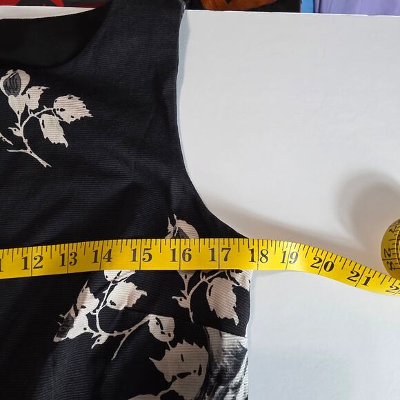 Talbots RSVP Dress Women 12 Black White Floral A-Line Sleeveless Cotton Blend - Picture 10 of 12